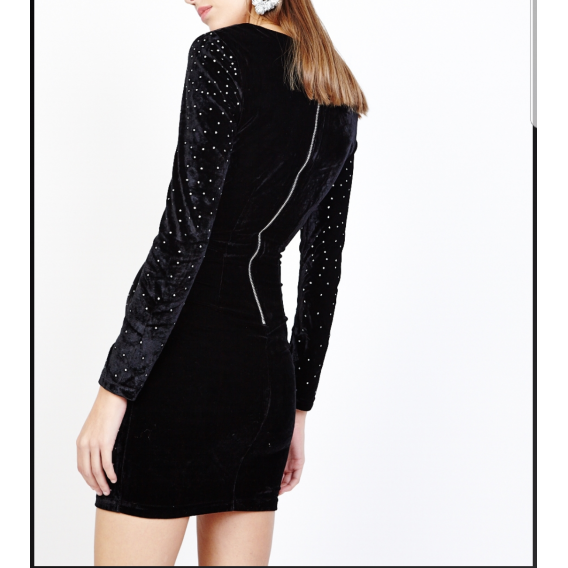 Vestido brillantes manga larga