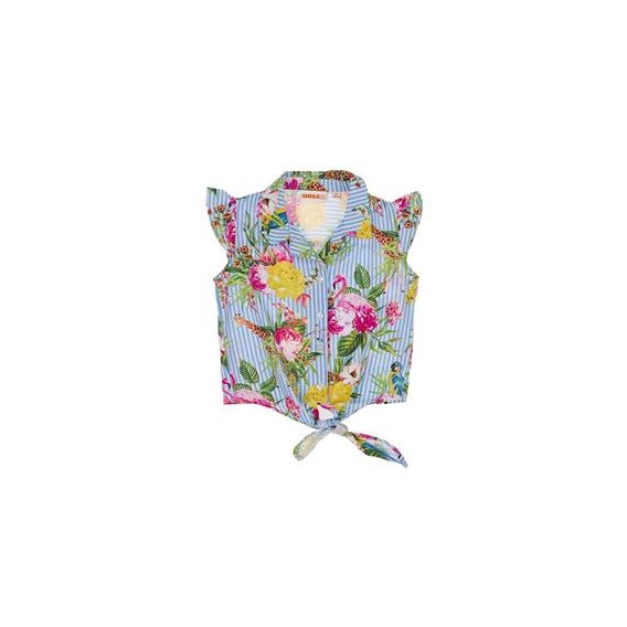 BLUSA FLAMENCOS Y RAYAS