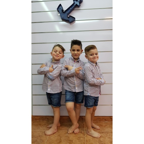 CAMISA NIÑO ESTAMPADO FLORES ROSA