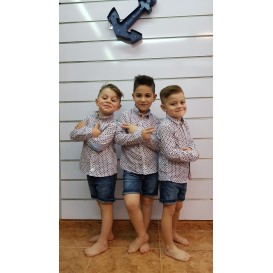 CAMISA NIÑO ESTAMPADO FLORES ROSA