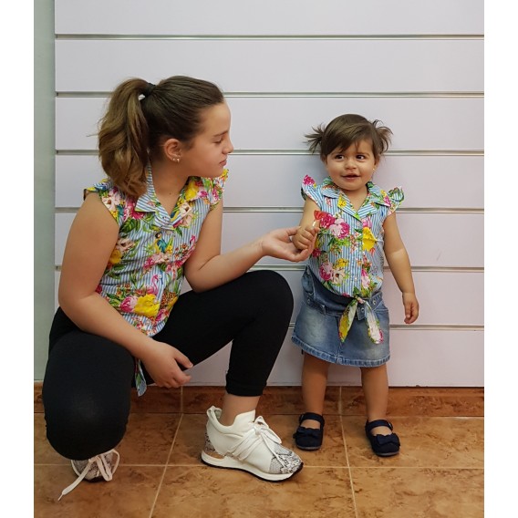 BLUSA FLAMENCOS Y RAYAS