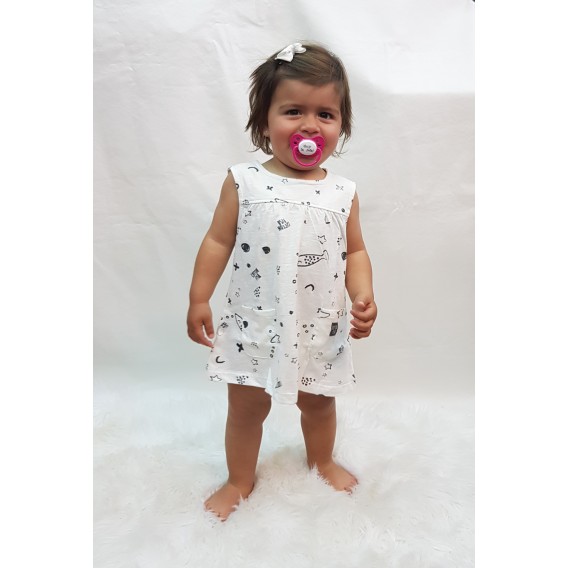 VESTIDO BLANCO PECES