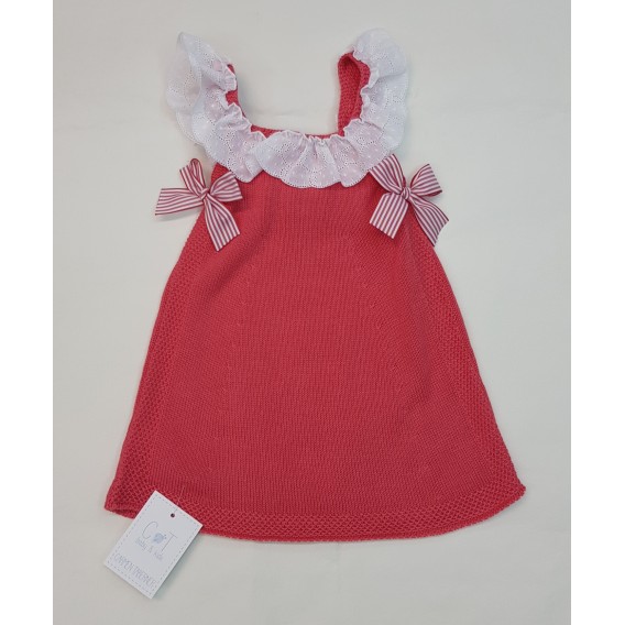 VESTIDO PUNTO COLOR FRESA