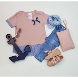 CAMISETA COMBINADA ROSA