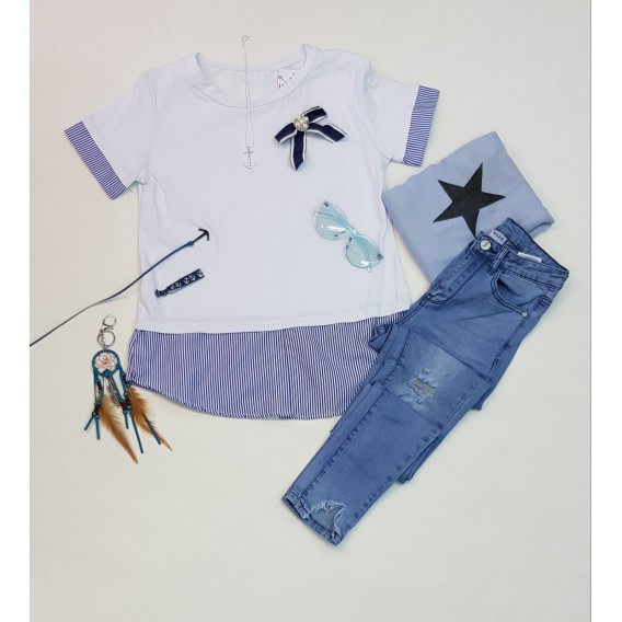 CAMISETA COMBINADA BLANCA