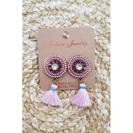 PENDIENTES ROSA FLECOS