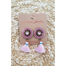 PENDIENTES ROSA FLECOS