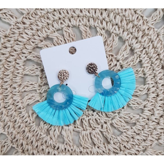 PENDIENTES ABANICO AZUL