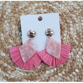 PENDIENTES ROMBO ROSA