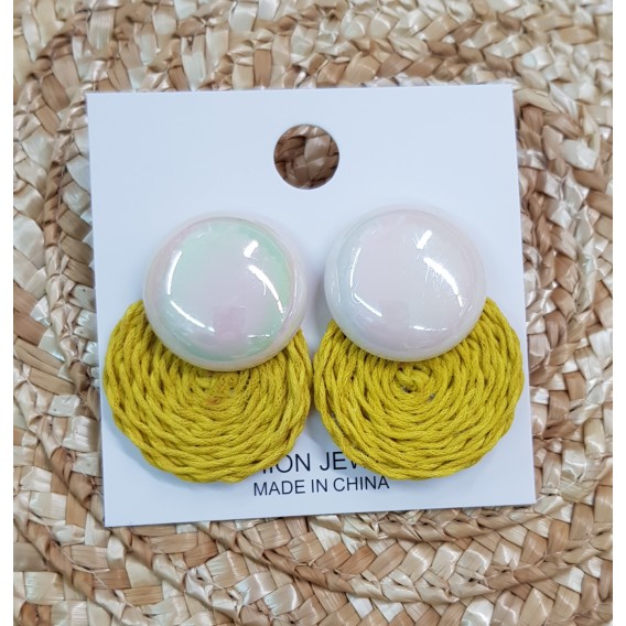 PENDIENTE PERLADO MOSTAZA