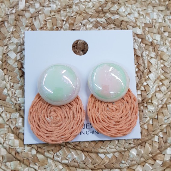 PENDIENTE PERLADO SALMON