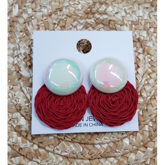 PENDIENTE PERLADO ROJO