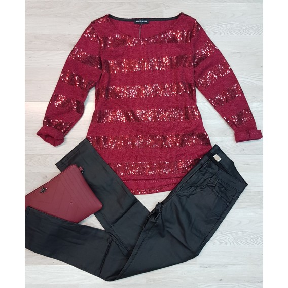 JERSEY RAYAS LENTEJUELAS VINO