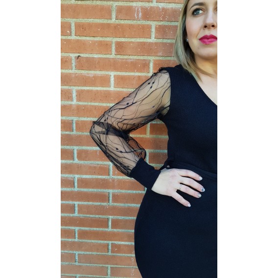 VESTIDO MANGA ENCAJE