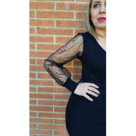 VESTIDO MANGA ENCAJE