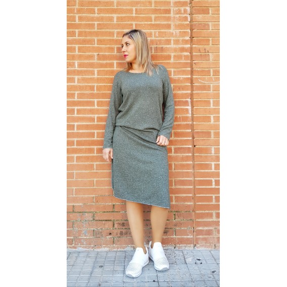 VESTIDO VERDE BRILLANTE LARGO