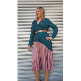 VESTIDO BICOLOR VERDE