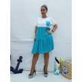 VESTIDO BICOLOR BOLSILLO AZUL