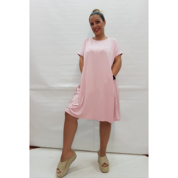 VESTIDO FLUIDO ROSA TALLA GRANDE