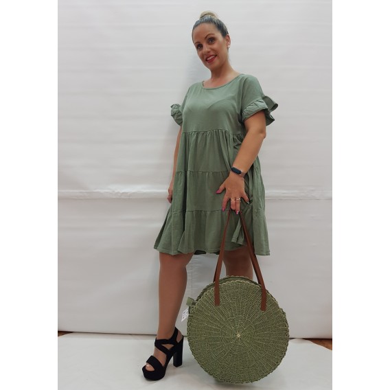 VESTIDO VOLANTES VERDE