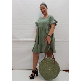 VESTIDO VOLANTES VERDE