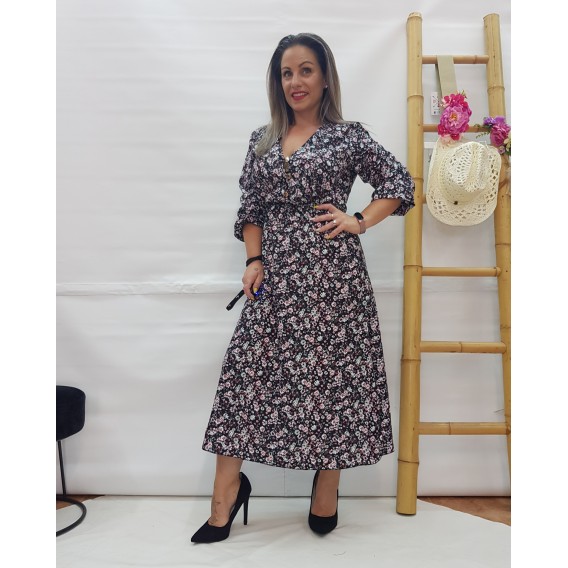 VESTIDO FLORES NEGRO
