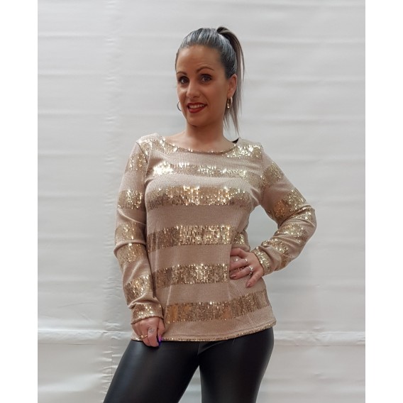 JERSEY RAYAS LENTEJUELAS DORADO