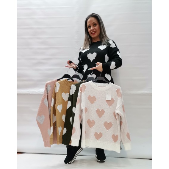 JERSEY CORAZONES CON PERLAS