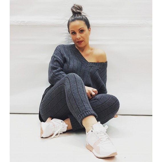 CONJUNTO PUNTO GRIS CINTURON