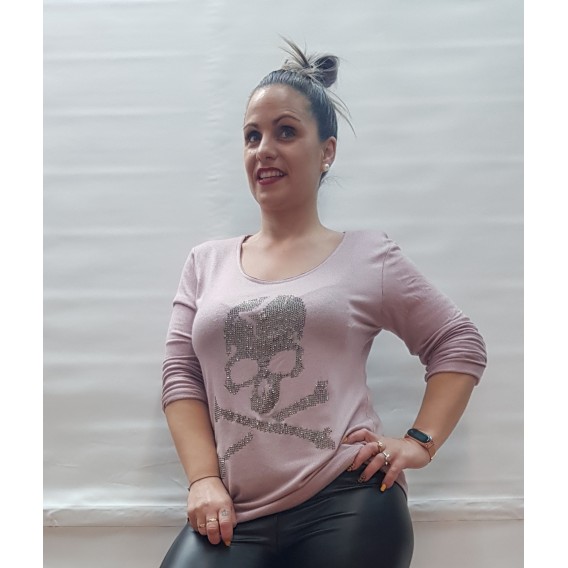 CAMISETA CALAVERA STRASS