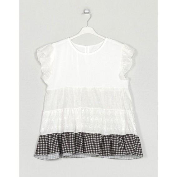 BLUSA GUIPUR CUADRO VICHY NEGRO