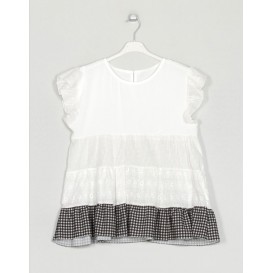 BLUSA GUIPUR CUADRO VICHY NEGRO