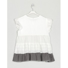 BLUSA GUIPUR CUADRO VICHY NEGRO