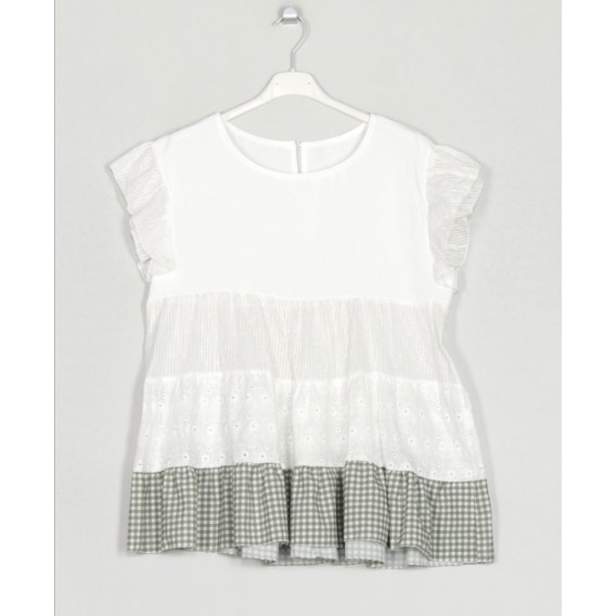 BLUSA GUIPUR CUADRO VICHY VERDE