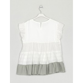 BLUSA GUIPUR CUADRO VICHY VERDE