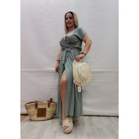 VESTIDO LUNARES PEQUEÑOS VERDE