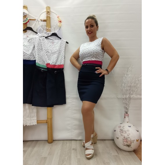 VESTIDO COMBINADO ANCLAS CINTURÓN