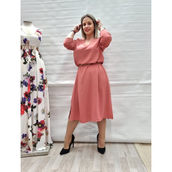 VESTIDO FLUIDO ROSA EMPOLVADO