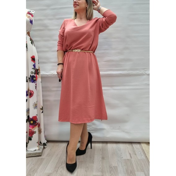 VESTIDO FLUIDO ROSA EMPOLVADO