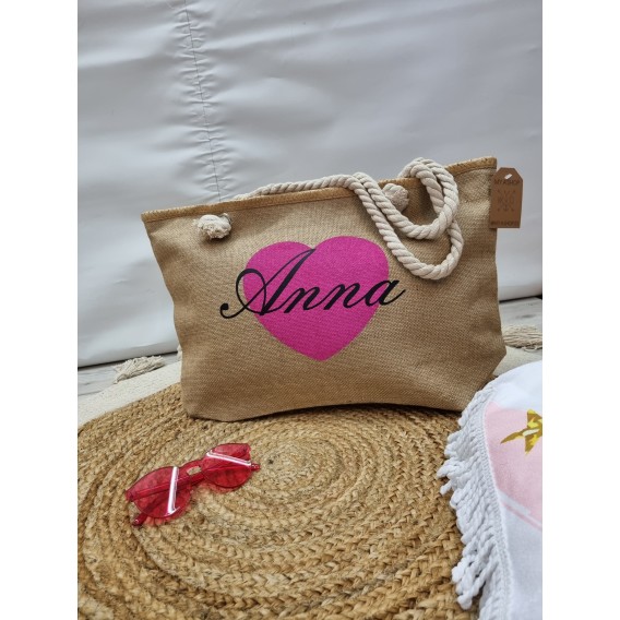 Bolsa playa corazón personalizada