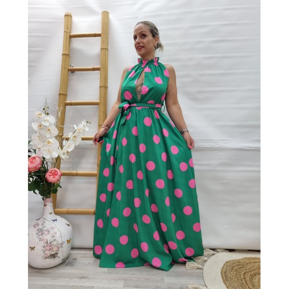 VESTIDO LUNARES ESCOTE