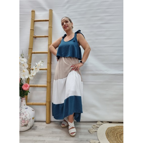 VESTIDO TRICOLOR COMBI