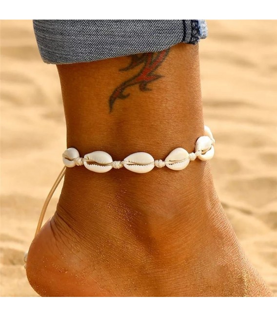 TOBILLERA CONCHAS BLANCA