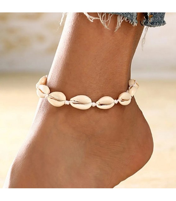 TOBILLERA CONCHAS BLANCA