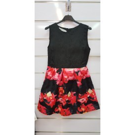 VESTIDO NEGRO FLORES