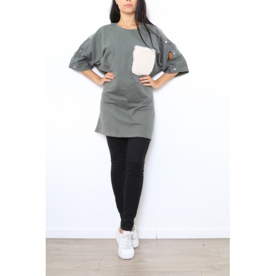 camiseta larga bolsillo pelo