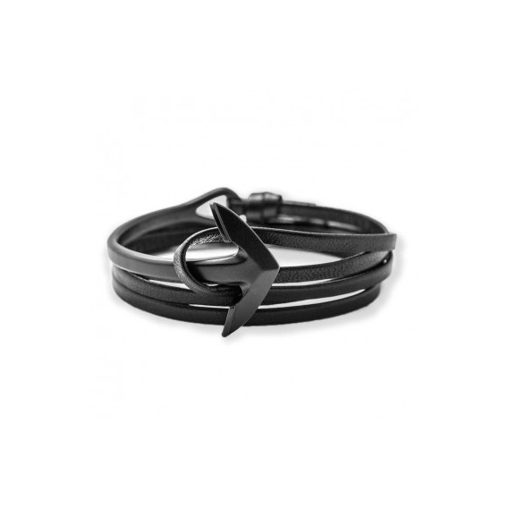 PULSERA ANCLA CURVED NEGRA