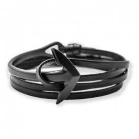 PULSERA ANCLA CURVED NEGRA